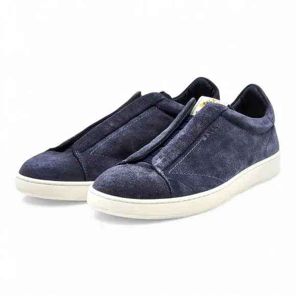Bally Crest Romy Suede Slip-On Sneakers Navy Blue - NWB $400 - Picture 2 of 7